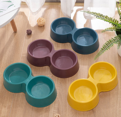 Plastic Dog Bowl Set Detachable Double Dish For Pet Food Water Feeder
