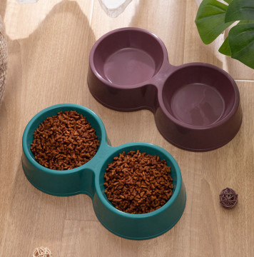 Plastic Dog Bowl Set Detachable Double Dish For Pet Food Water Feeder