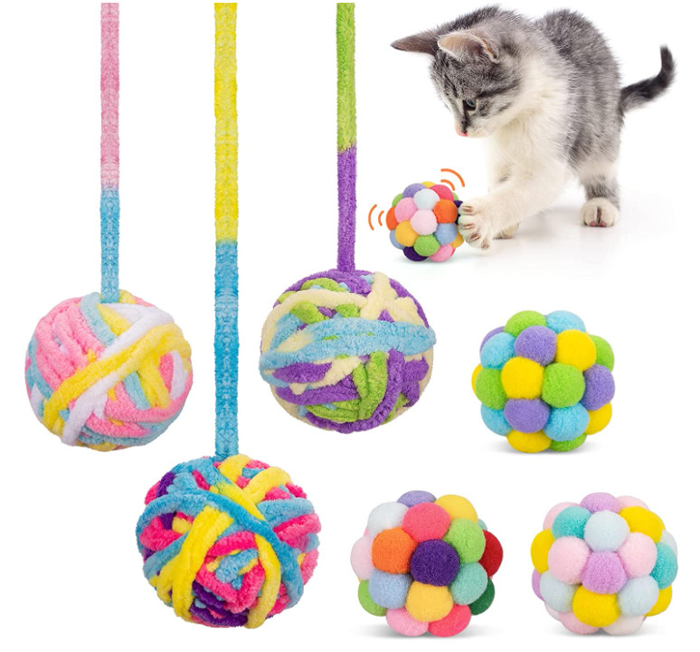 Interactive Safe Chew Toys For Cats With Bell And Cat Fuzzy Balls