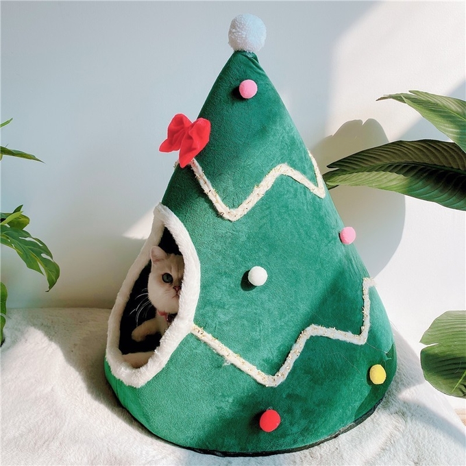 cama del perro del árbol de navidad