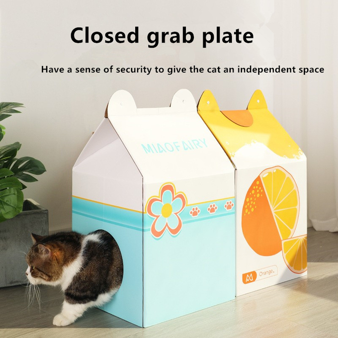 cama del gato del cartón de la leche
