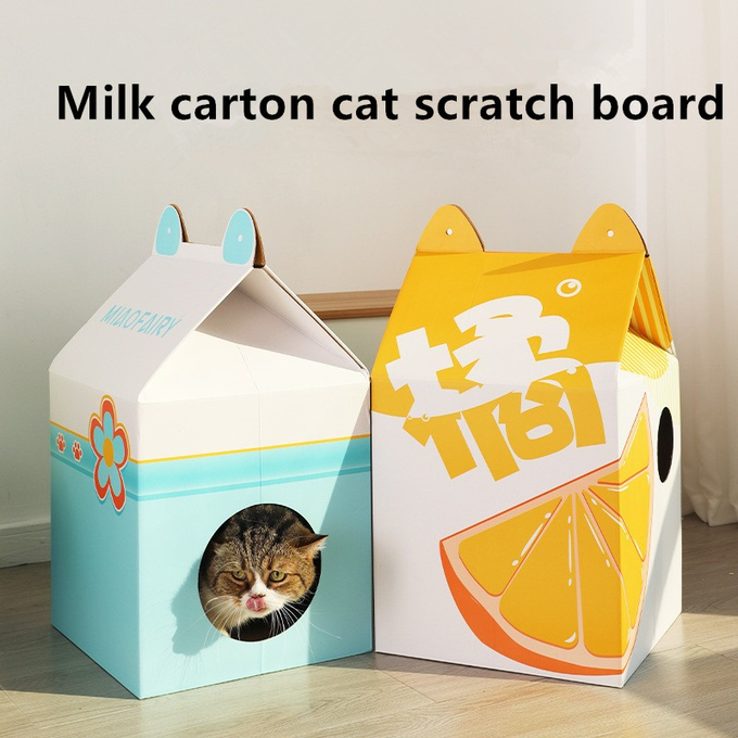 cama del gato del cartón de la leche
